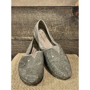 Skechers Luxe BOBS Slip On Shoes Women's Size 6 Big Dreamer Silver ‎ Metallic